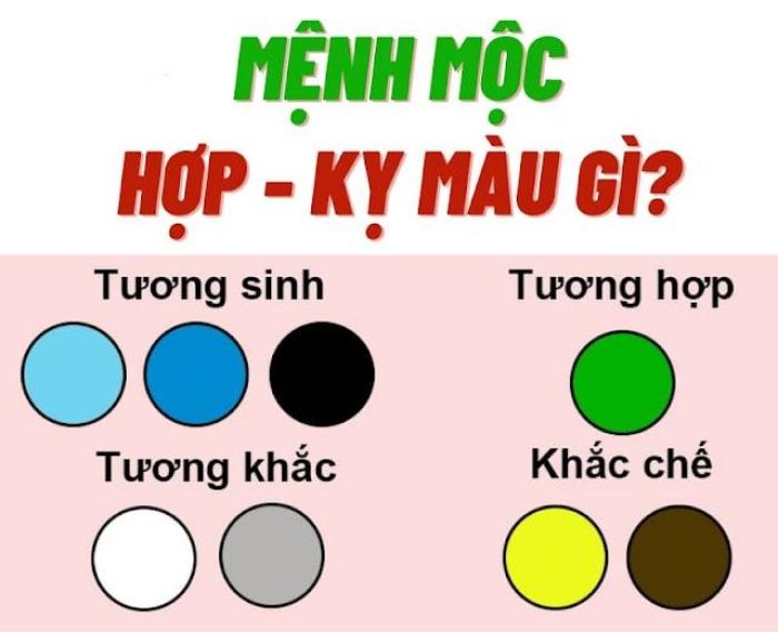 Chú ý màu sắc hợp với mệnh Dương Liễu Mộc để có sự lựa chọn hiệu quả nhất