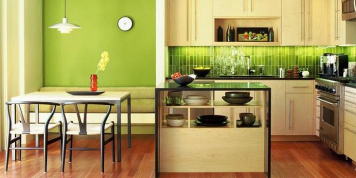 Màu xanh lá giúp cân bằng phong thủy ở bếp của người mệnh Hỏa